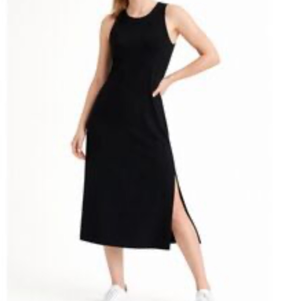Athleta Santorini‎ Black Side Slits Tall Midi Dress